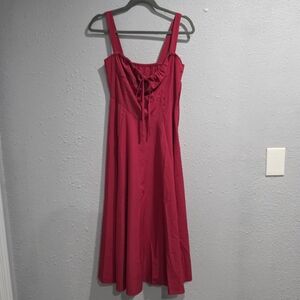 Red Sleeveless Milkmaid Dress